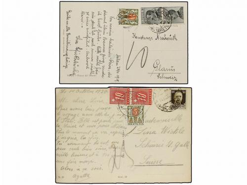 ✉ ITALIA. 1907-38. 7 covers and card with swiss postage due 