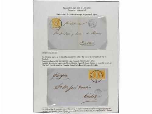 ✉ GIBRALTAR. 1856-64. SPANISH OVERLAND MAIN. 5 covers franke
