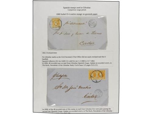 ✉ GIBRALTAR. 1856-64. SPANISH OVERLAND MAIN. 5 covers franke