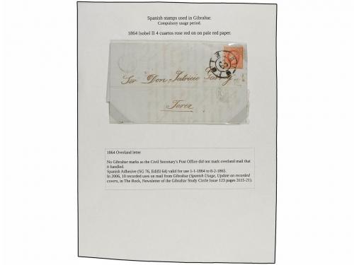 ✉ GIBRALTAR. 1856-64. SPANISH OVERLAND MAIN. 5 covers franke