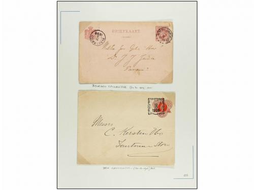 ✉ SURINAM. 1893-1902. Conjunto de 7 cartas o tarjetas con fe