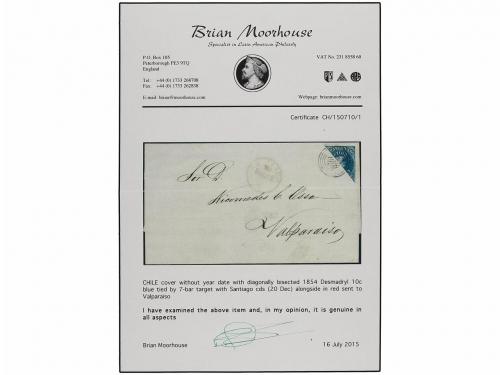 ✉ COLOMBIA. Sc. 5d. 1855. SANTIAGO a VALPARAISO. 10 ctvos. a