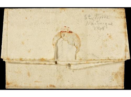 ✉ MARTINICA. 1808 (21-Enero). ST. PIERRE a NEWBURY (USA). Ca