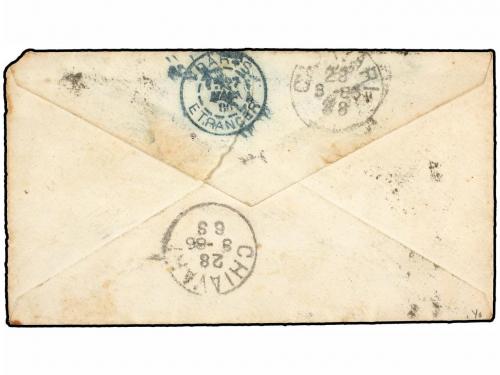 ✉ PERU. Sc. 26. 1886. LIMA a ITALIA. 10 ctvos. gris, tasada 