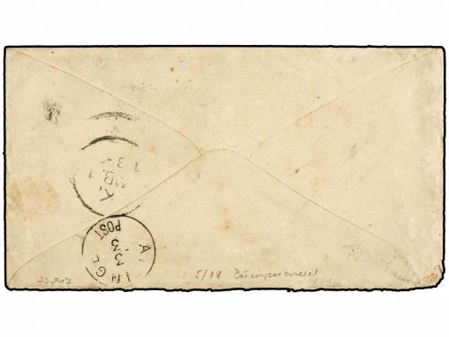 ✉ PERU. Yv. 59, 79. 1885. CALLAO a DINAMARCA. 1 ctvo. naranj