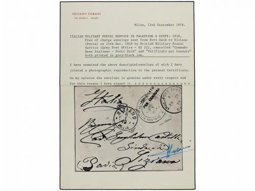 ✉ PALESTINA. 1918 (28-dic.). DESTACAMENTO ITALIANO EN PALEST