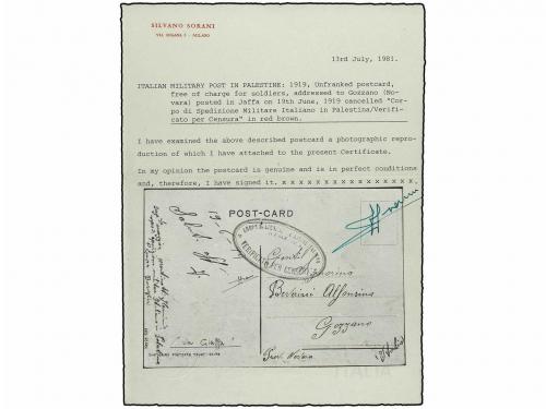 ✉ PALESTINA. 1919 (19-Junio). DESTACAMENTO ITALIANO EN PALES