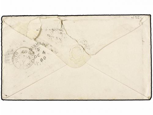 ✉ AUSTRALIA. 1868. BRISBANE to LONDON. 6 p. green redirected