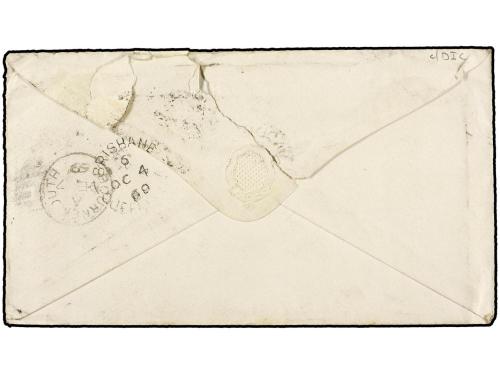 ✉ AUSTRALIA. 1868. BRISBANE to LONDON. 6 p. green redirected