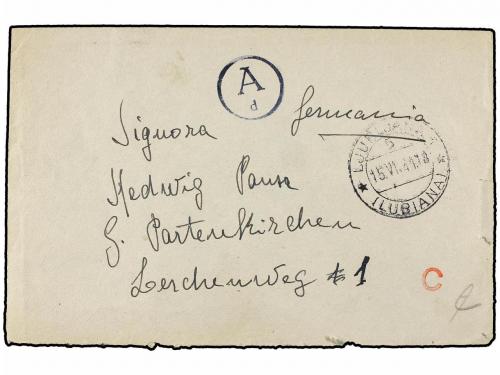 ✉ YUGOSLAVIA. 1941 (15-VI). LUBIANA a ALEMANIA. OCUPACIÓN IT