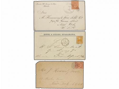 ✉ COLOMBIA. 1888-98. Conjunto de 10 cartas circuladas a U.S.