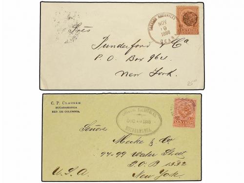 ✉ COLOMBIA. 1888-98. Conjunto de 10 cartas circuladas a U.S.