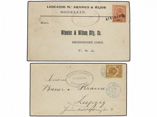 ✉ COLOMBIA. 1888-98. Conjunto de 10 cartas circuladas a U.S.