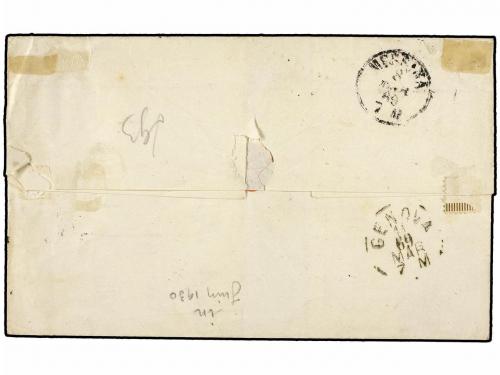 ✉ LEVANTE. 1869. SALÓNICA a GENOVA (Italia). 20 cts. azul. M