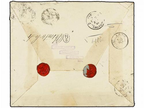 ✉ URUGUAY. 1881. MONTEVIDEO a FRANCIA. 5 cts. verde, 10 cts.