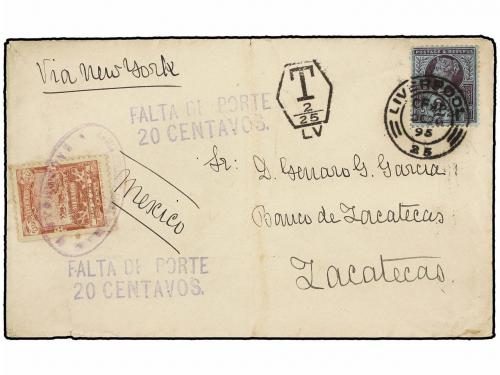 ✉ MEXICO. Sc. 248. 1895. LIVERPOOL (Gran Bretaña) a ZACATECA