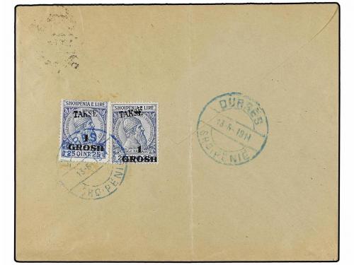 ✉ ALBANIA. Mi. P 8 (2). 1914. TRIEST (Austria) a DURAZZO. 1 