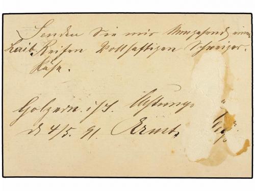 ¿ SUIZA. 1891. COLTERN (Alemania) a SUIZA. Entero postal de