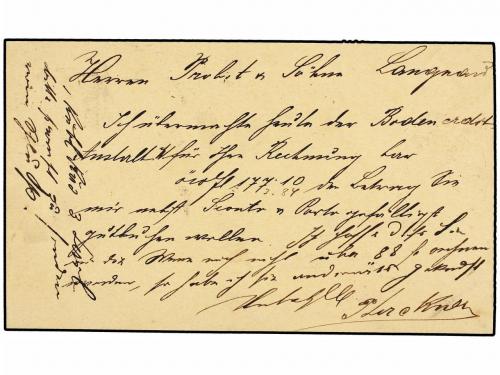 ✉ SUIZA. 1887. AUSTRIA a SUIZA. Entero postal de 2 kr. casta