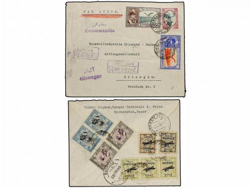 ✉ IRAN. 1930-36. AIR MAIL. Lot of 6 covers colourfull franki