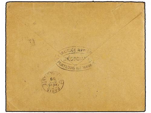 ✉ MAURICIO. Sg. 134 (2), 135. 1899. MAURITIUS to PARIS. 6 ct