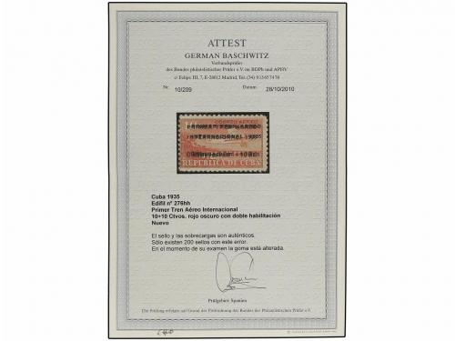 (*) CUBA. Ed. 276hh. 1935. 10 cts. rojo. SOBRECARGA DOBLE. R
