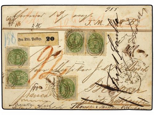 ✉ DINAMARCA. 1874. COPENAGUE a BERGEN (Noruega). TARJETA DE 