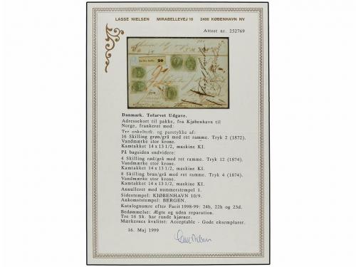 ✉ DINAMARCA. 1874. COPENAGUE a BERGEN (Noruega). TARJETA DE 