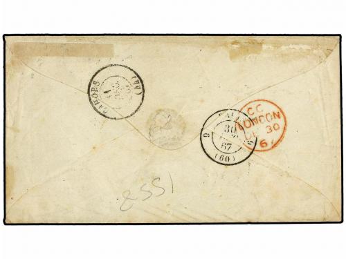 ✉ MEXICO. Sc. 45. 1867. MEXICO a FRANCIA. 4 reales rosa con 