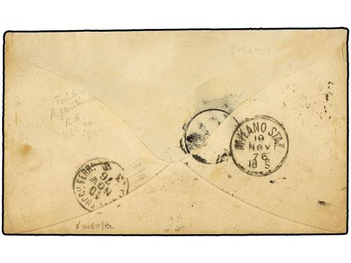 ✉ ITALIA. 1876 (8-Oct.). BUENOS AIRES a PORLEZZA (Italia). S