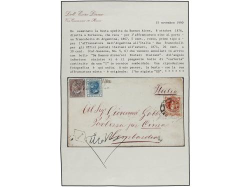 ✉ ITALIA. 1876 (8-Oct.). BUENOS AIRES a PORLEZZA (Italia). S