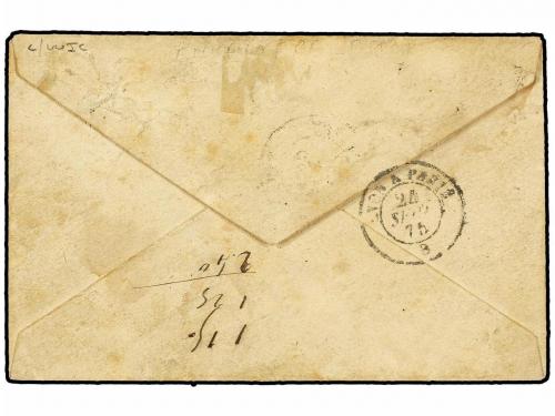 ✉ ARGELIA. 1875. TENIET-EL-HAAN a PARIS. Proyecto de sobre R