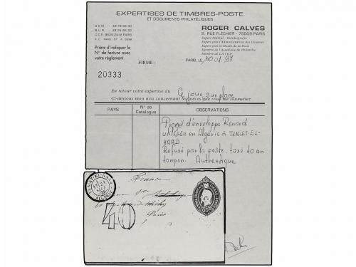 ✉ ARGELIA. 1875. TENIET-EL-HAAN a PARIS. Proyecto de sobre R