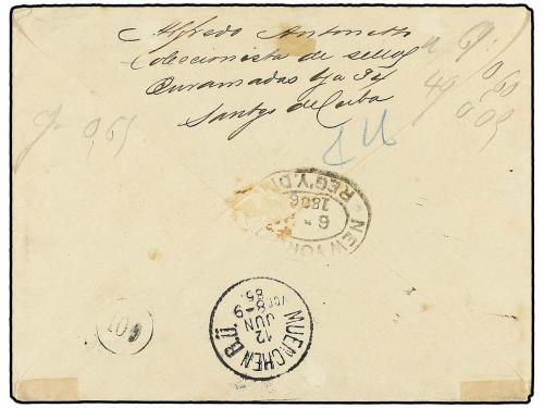 ✉ CUBA. Ed. 65, 66. 1886. SANTIAGO DE CUBA a ALEMANIA. 5 cts