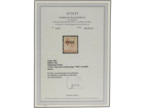 * CUBA. Ed. B-6hi. 1942. TUBERCULOSIS. 1 cto. rojo. HABILITA