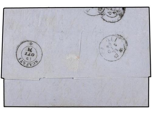 ✉ ITALIA. 1871. SMYRNE a SCAFATI via Brindisi. Circulada sin