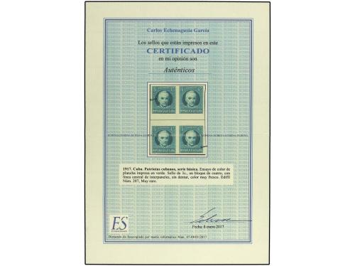 (*) CUBA. Ed. 207 (4). 1917. 3 ctvos. verde ENSAYO DE COLOR 