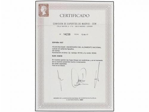 ** ESPAÑA. Ed. 838/39. HB SIN DENTAR. LUJO. Cert. CEM. Cat.
