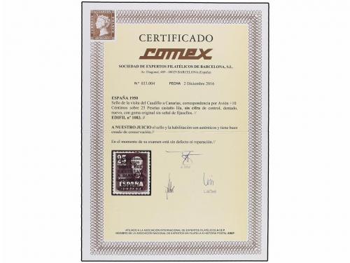 ** ESPAÑA. Ed. 1083. CANARIAS AVIÓN SIN NÚMERO. Centraje per