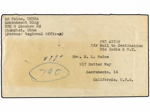 ✉ CHINA. 1946. TAIWAN. TAIPEH to SACRAMENTO (Usa). JAPANESE 