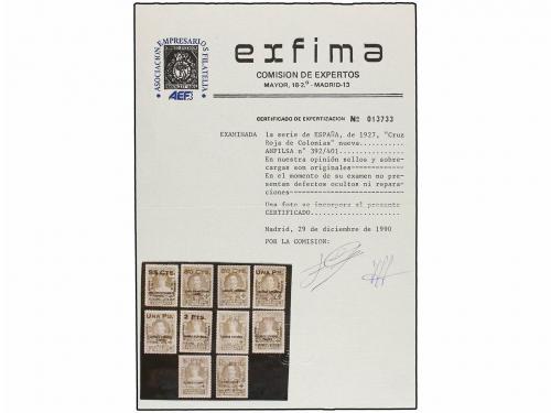 ** ESPAÑA. Ed. 392/401. SERIE COMPLETA, rara sin fijasellos.