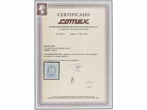 (*) ESPAÑA. Ed. 234. 15 cts. verde. Excelente centraje, leve