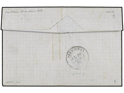 ✉ ESPAÑA. Ed. 113 + 113a. 1870. SAN FELIU DE GUIXOLS a FRANC