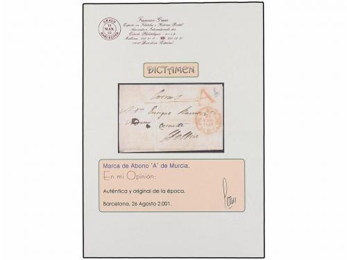¿ ESPAÑA: PREFILATELIA. 1848. MURCIA a HELLÍN. Marca A de MU