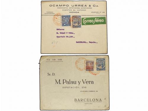 ✉ COLOMBIA. 1923-26. SCADTA. COLOMBIA a ESPAÑA. 4 cartas cir