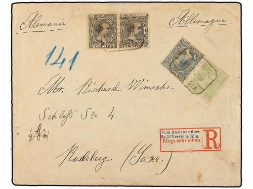 ✉ ESPAÑA. Ed. 214 (25), 220, 221. 1900. VALENCIA a ALEMANIA.