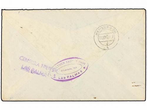 ✉ ESPAÑA: CANARIAS. Ed. 31/33. 1937. PUERTO DE LA LUZ a ALEM