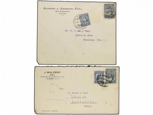 ✉ COLOMBIA. 1925-28. SCADTA. COLOMBIA a ESPAÑA. 6 cartas con
