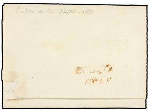 ¿ ESPAÑA. Ed. 6. 1851. PUEBLA a SANTIAGO. 6 cuartos negro, b