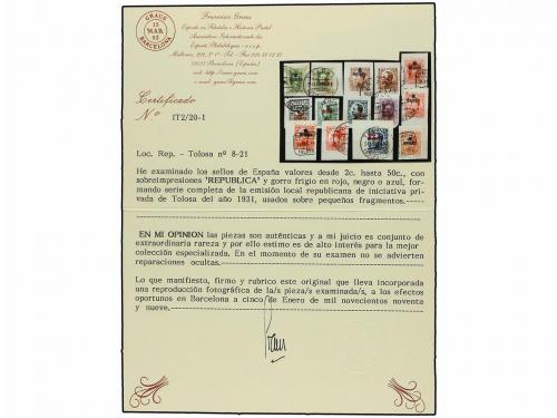 Δ ESPAÑA E. LOCALES REPUBLICANAS: TOLOSA. Ed. 8/21. 1931. Se